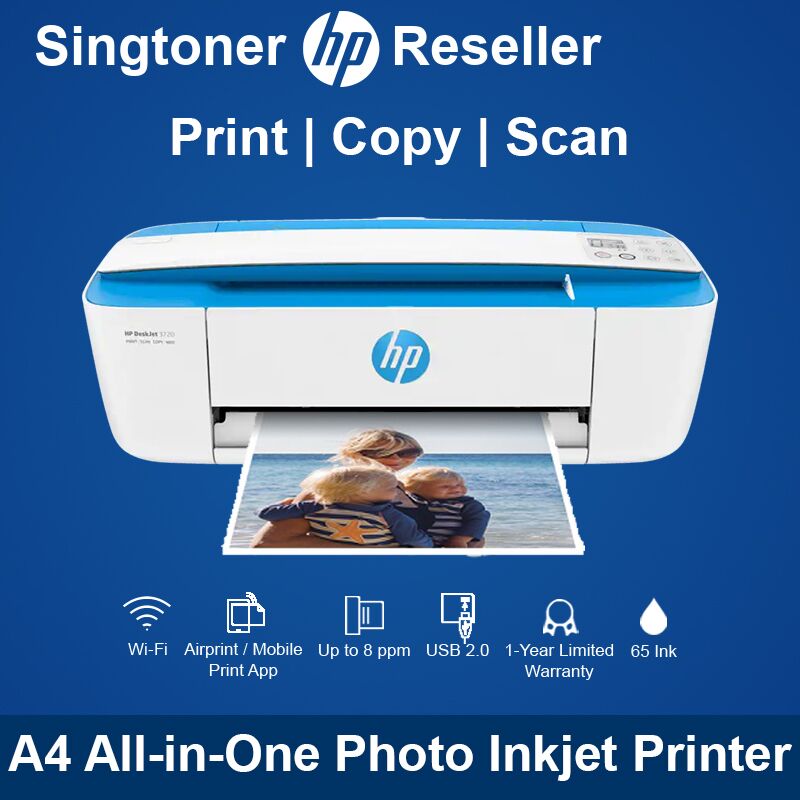 HP DeskJet 3720 All-In-One Ink Jet Printer Print / Scan shops / Copy Wireless