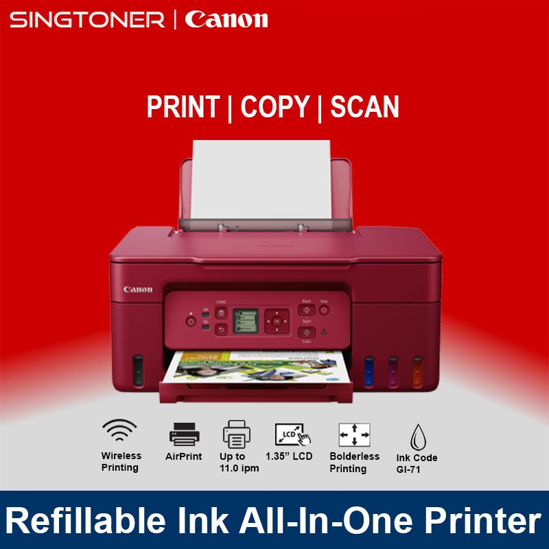 [Local Warranty] Canon PIXMA G3770 Red Wireless Refillable Ink Tank All-In-One Colour Printer Color Printer Inktank Printer