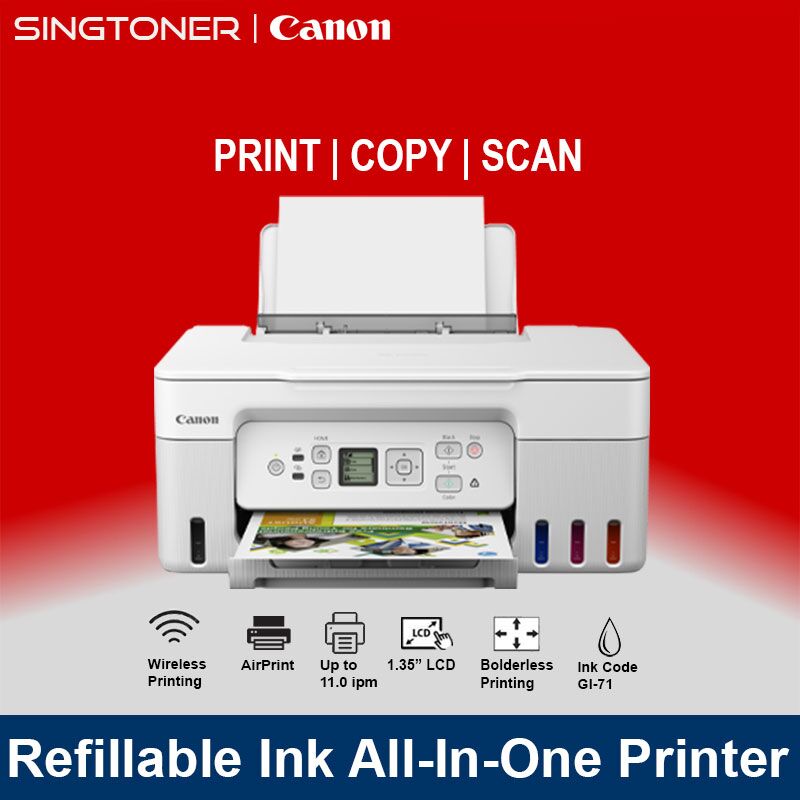 [Local Warranty] Canon PIXMA G3770 White Wireless Refillable Ink Tank All-In-One Colour Printer Color Printer Inktank Printer